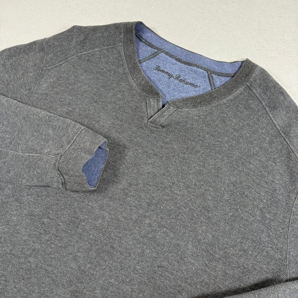Tommy Bahama Other - Tommy Bahama Mens Henley Sweater Large Gray Reversible FlipShore Abaco Pullover